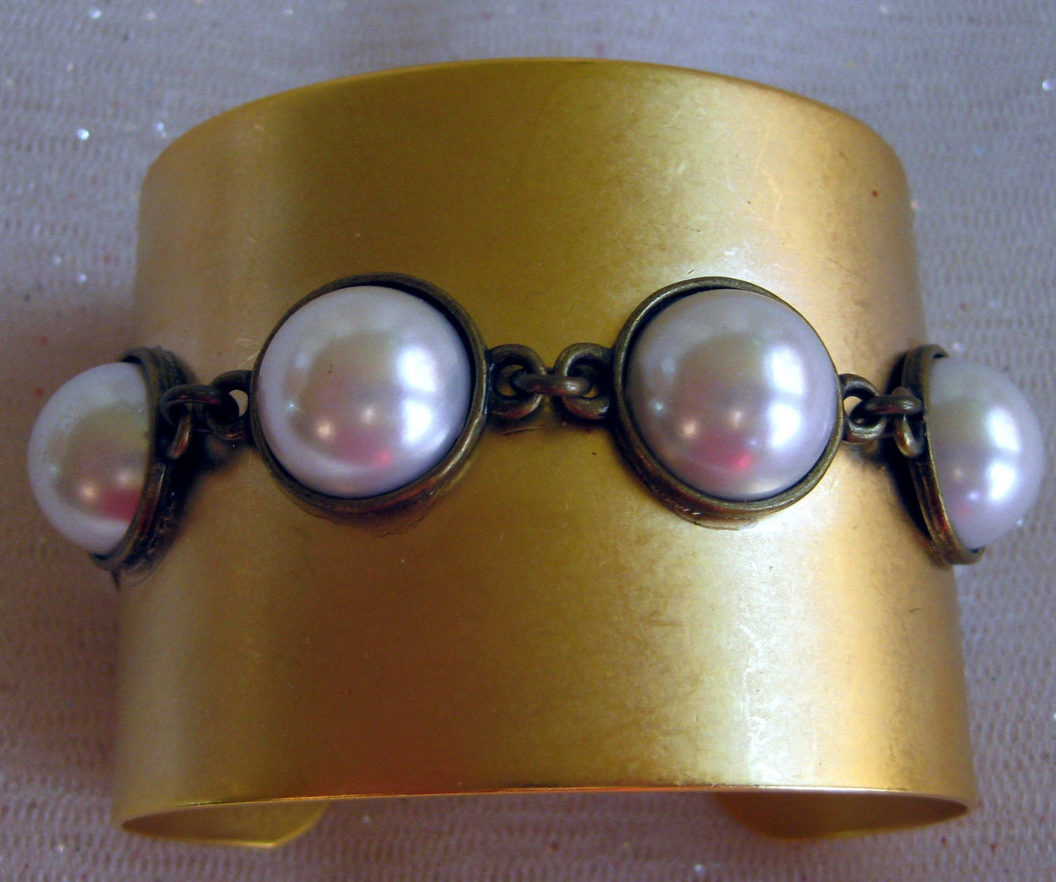 Cuff Bracelets, Sterling Silver Cuff Bracelets, Leather Bracelets, Gold Cuff Bracelet  "PearlZ"
