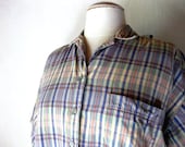 Gap Pastel Plaid Cropped Button Down Womens Small