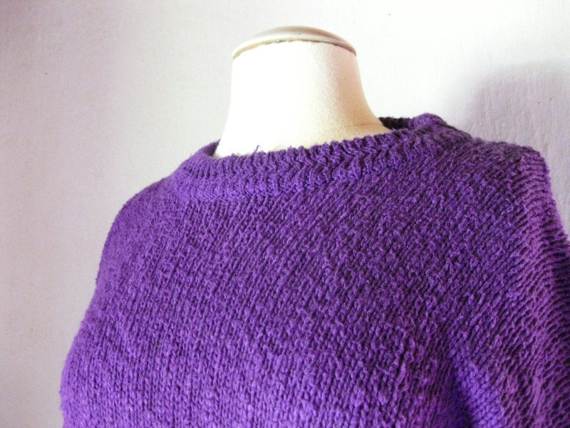 80s Cotton Slub Boston Traders Purple Vintage Sweater Medium