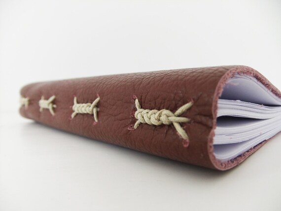 Leather journal - burnt sienna reclaimed leather journal - leather notebook - gift for guy