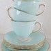 Vintage Delphine Bone China tea set - shabby chic - duck egg blue / aqua