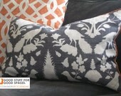 12 x24" Lumbar Pillow Cover - Schumacher Cheonceau in Charcoal