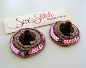 Brown Nipply Crocheted Nipple Pasties with tape