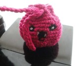 Pink Monster Drawstring Pouch Crochet Amigurumi Little Creepy-Cute Change Purse