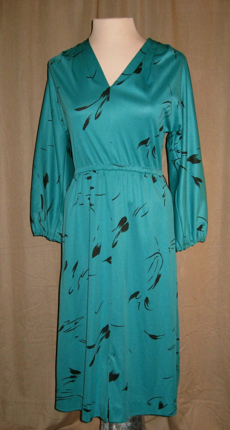 Turquoise early 80s polyester dress