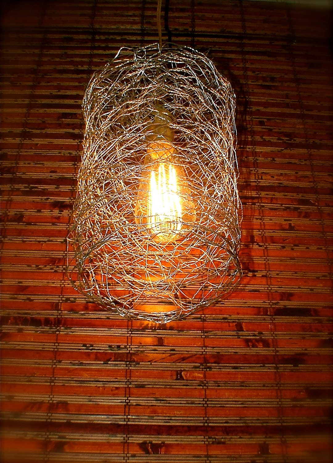 Repurposed Chicken Wire Swag Light