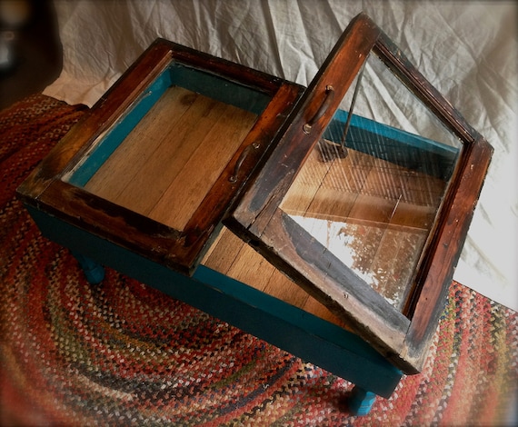 Reclaimed Window Coffee Table with Storage, Upcycled, Repurposed