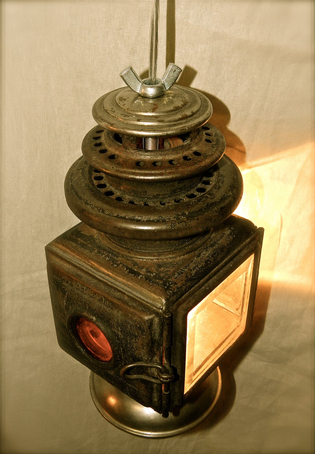 Repurposed Vintage Model T Ford Corcoran Lamp Pendant Light / Steampunk - SALE
