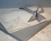 Champagne - Distressed Vintage Butterfly Flat Notecards - Set of 6