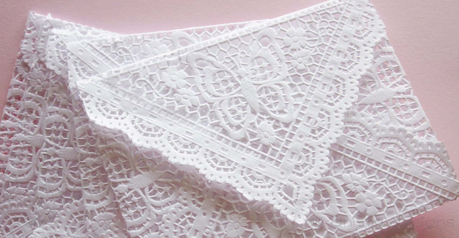 Vintage Lace Envelopes - Vintage Paper Doily Envelopes - set of 10
