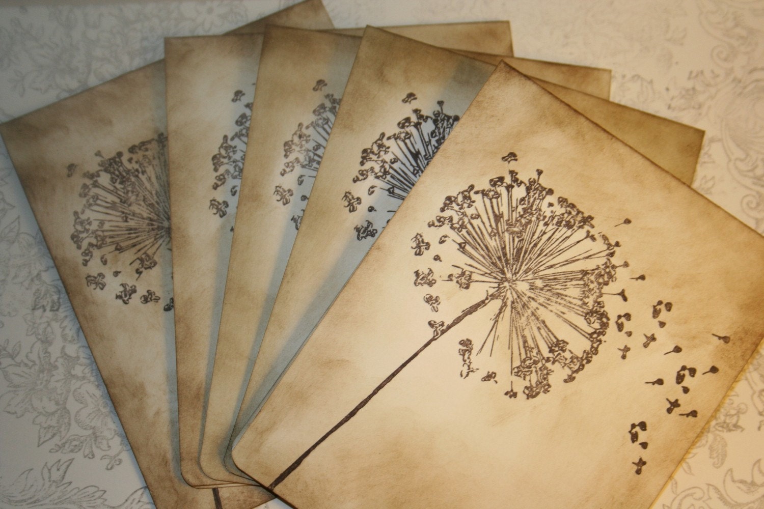 Dandelions - Make a Wish Vintage Notecards - Set of 5