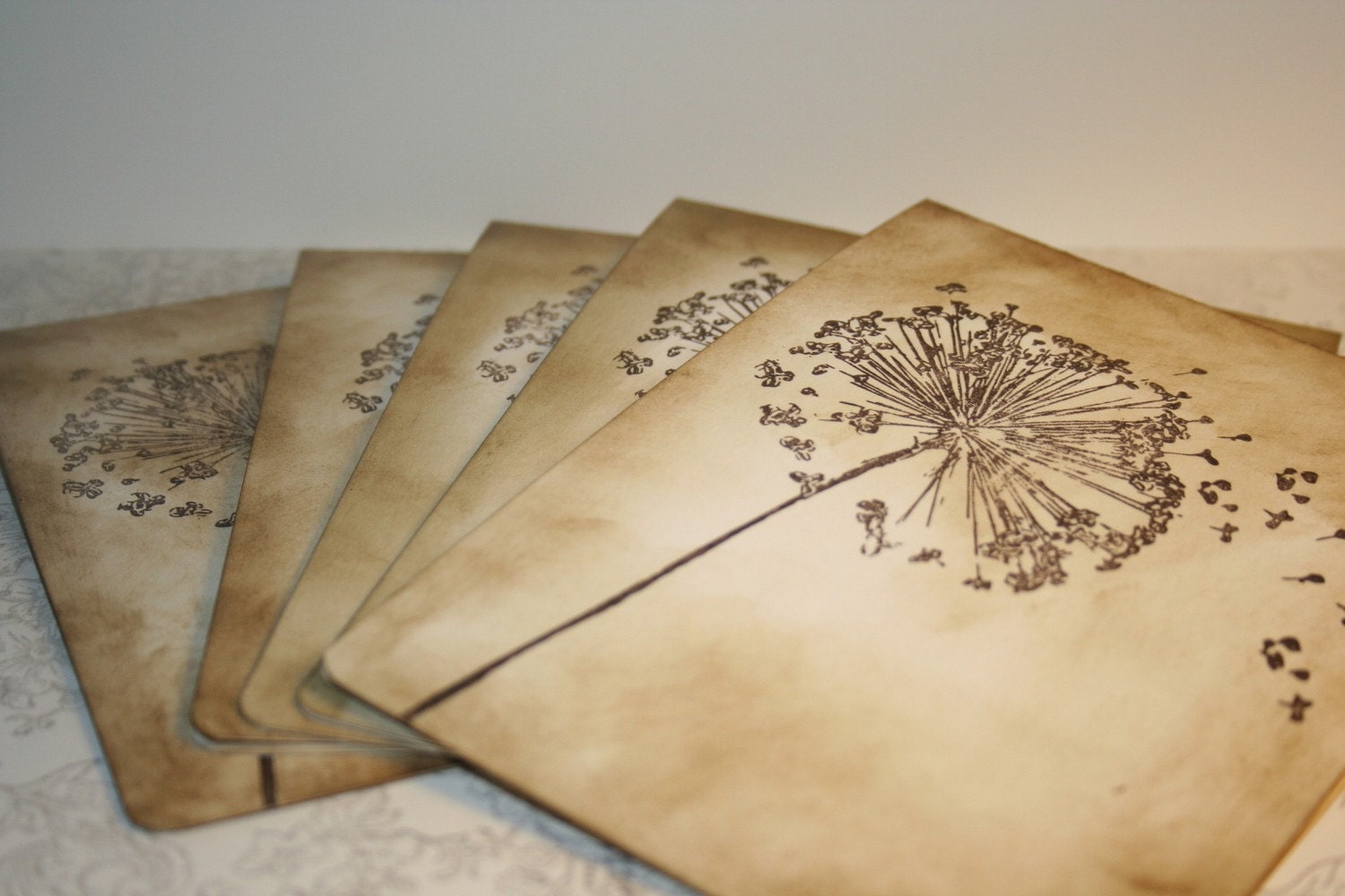 Dandelions - Make a Wish Vintage Notecards - Set of 5