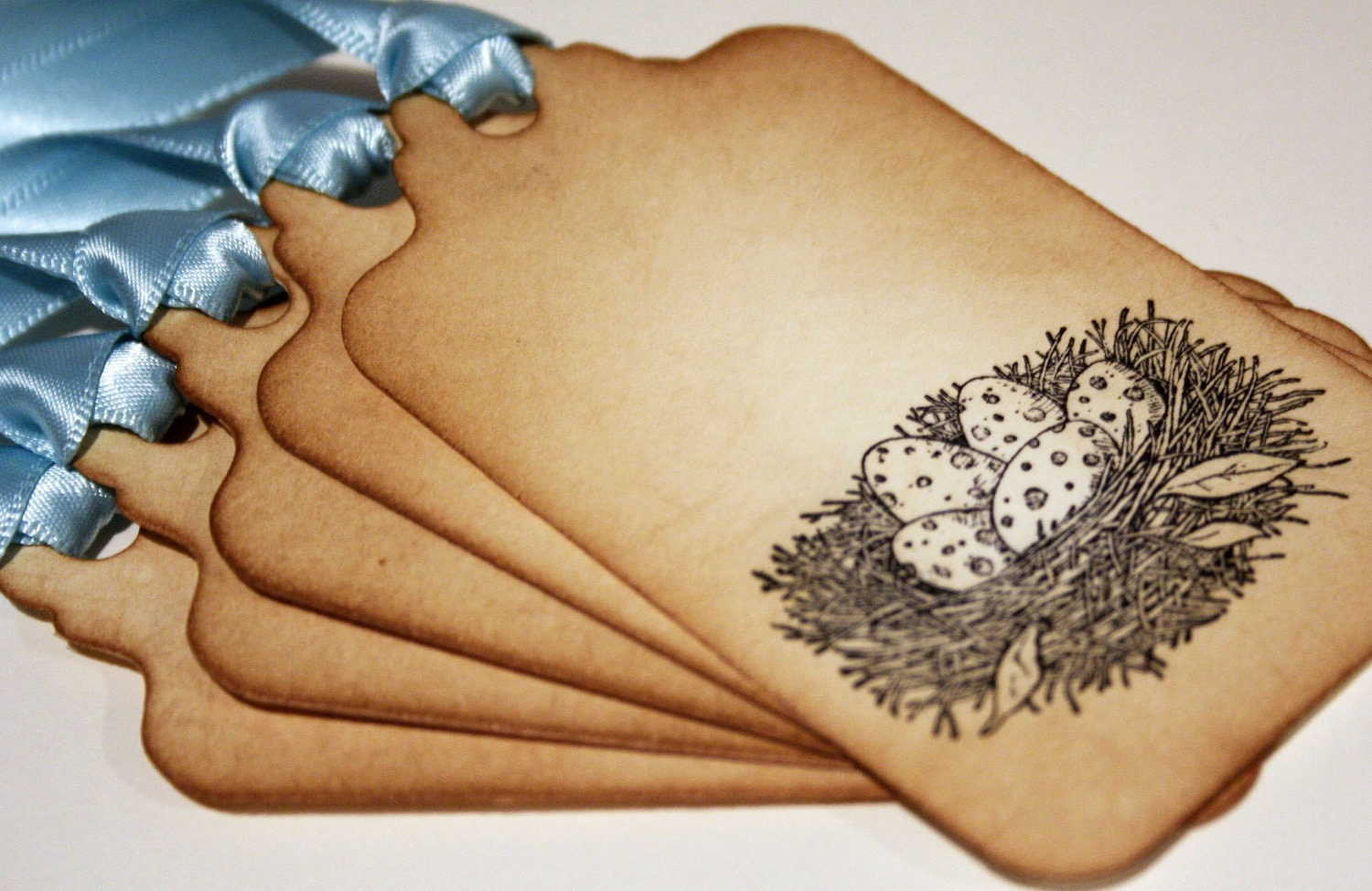 Love Birds Tags - Nest with Eggs Wish Tags - set of 5