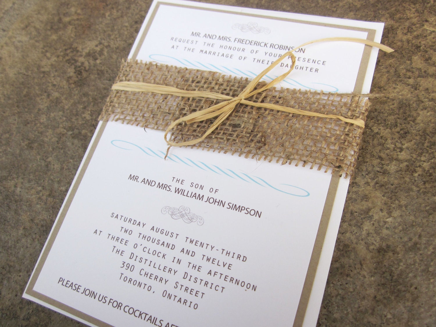 Modern Rustic Collection - Rustic Burlap Wedding Invitation Suite - by anista designs