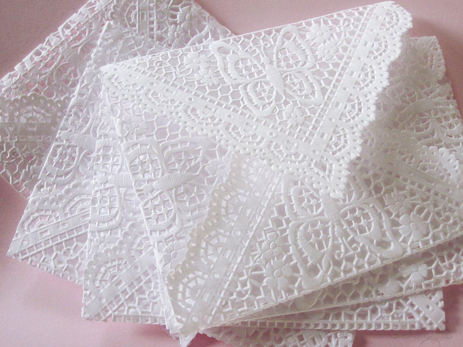 Vintage Lace Envelopes - Vintage Paper Doily Envelopes - set of 10