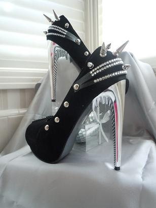 High Heel Platform Spiked Women Shoes Black size 8...A SpikesByG Design...S A L E