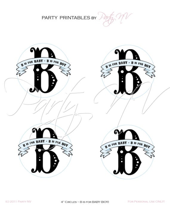 Printable 4" Party Circles - "B is for BABY" Collection Il_570xn