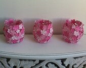 3D Flower Trio - Votive Candle Set - Pink