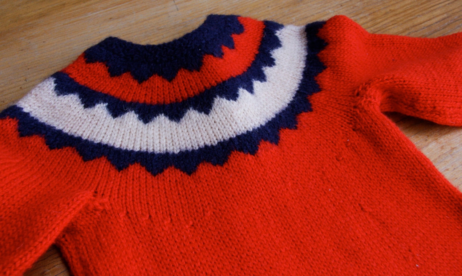 vintage wool dress, red sweater day 1970s knit, size 3T/4T