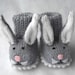 Boppity Bunny Rabbit Booties with Embroidered Soles - Made to order, hand knitted by scunjeebabe