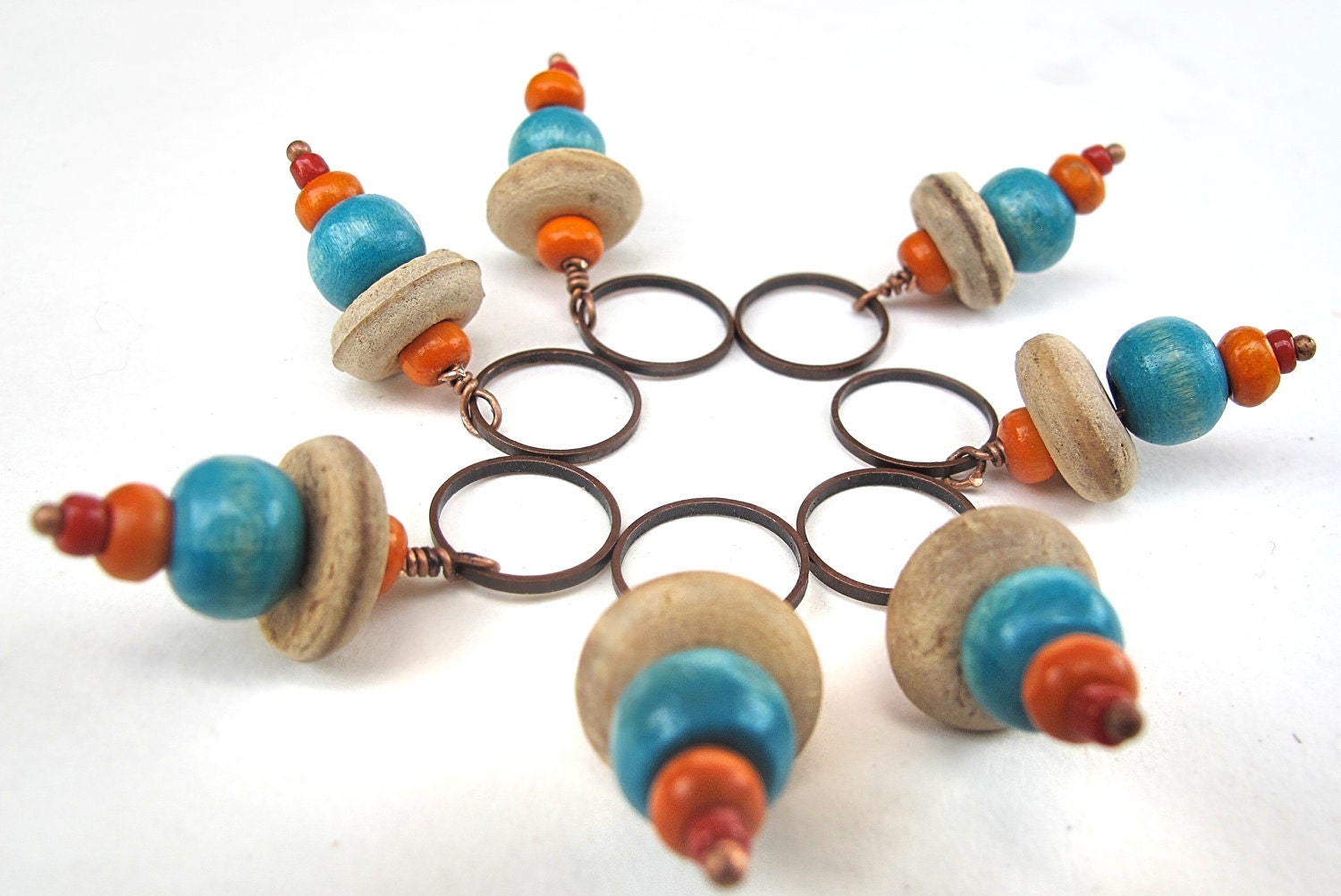 set of 7 knitting stitch markers - forest