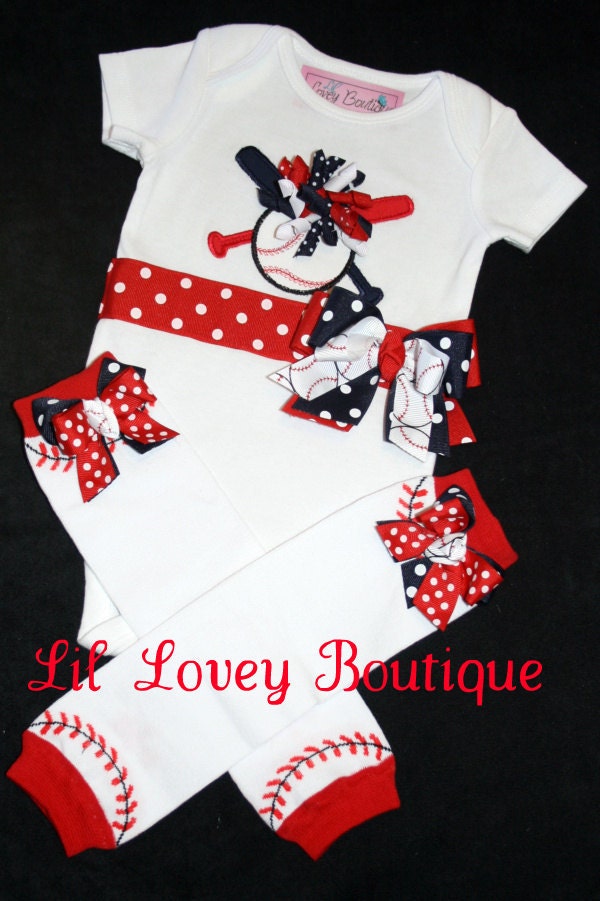 Play Ball....Custom Girly Girl 2PC Short Sleeve Bodysuit For Baby Girl or Toddler