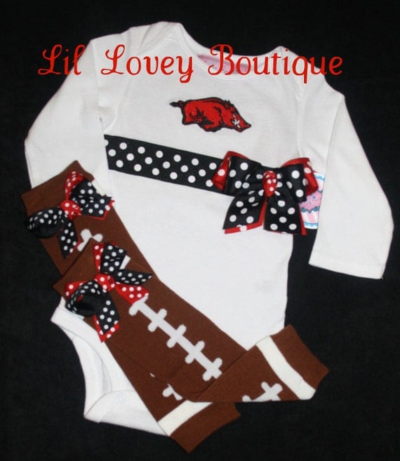 Football Season Is Coming...Team Spirit Long Sleeve Bodysuit With Matching Football Leg Warmers For Baby Girl or Toddler