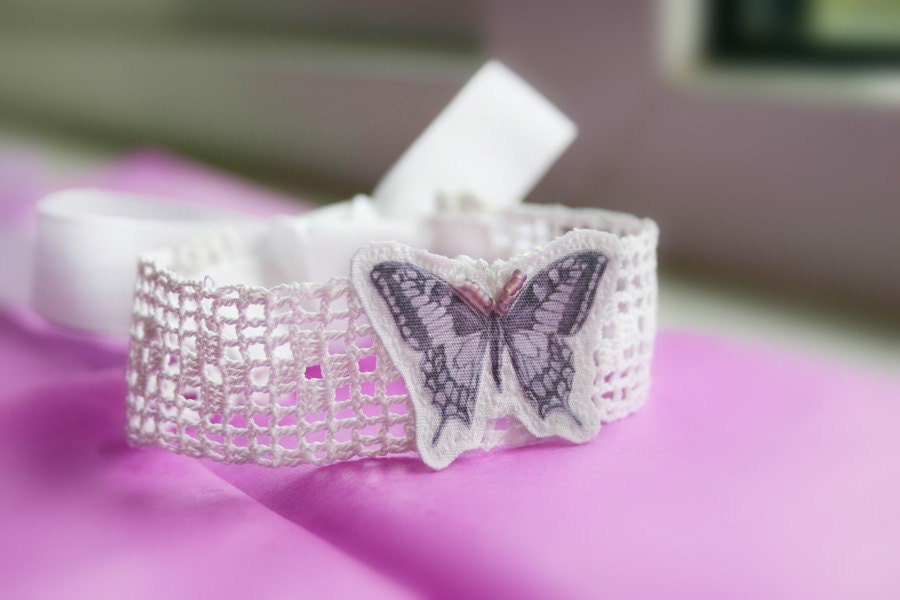 1930 lace wrist wrap with butterfly
