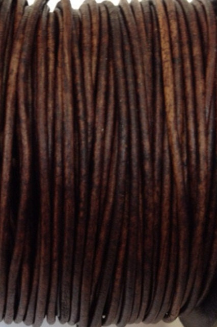 1.5 mm - 32.80 ft. Genuine leather round cord - Natural Red Brown (10 Meters) AAA Quality