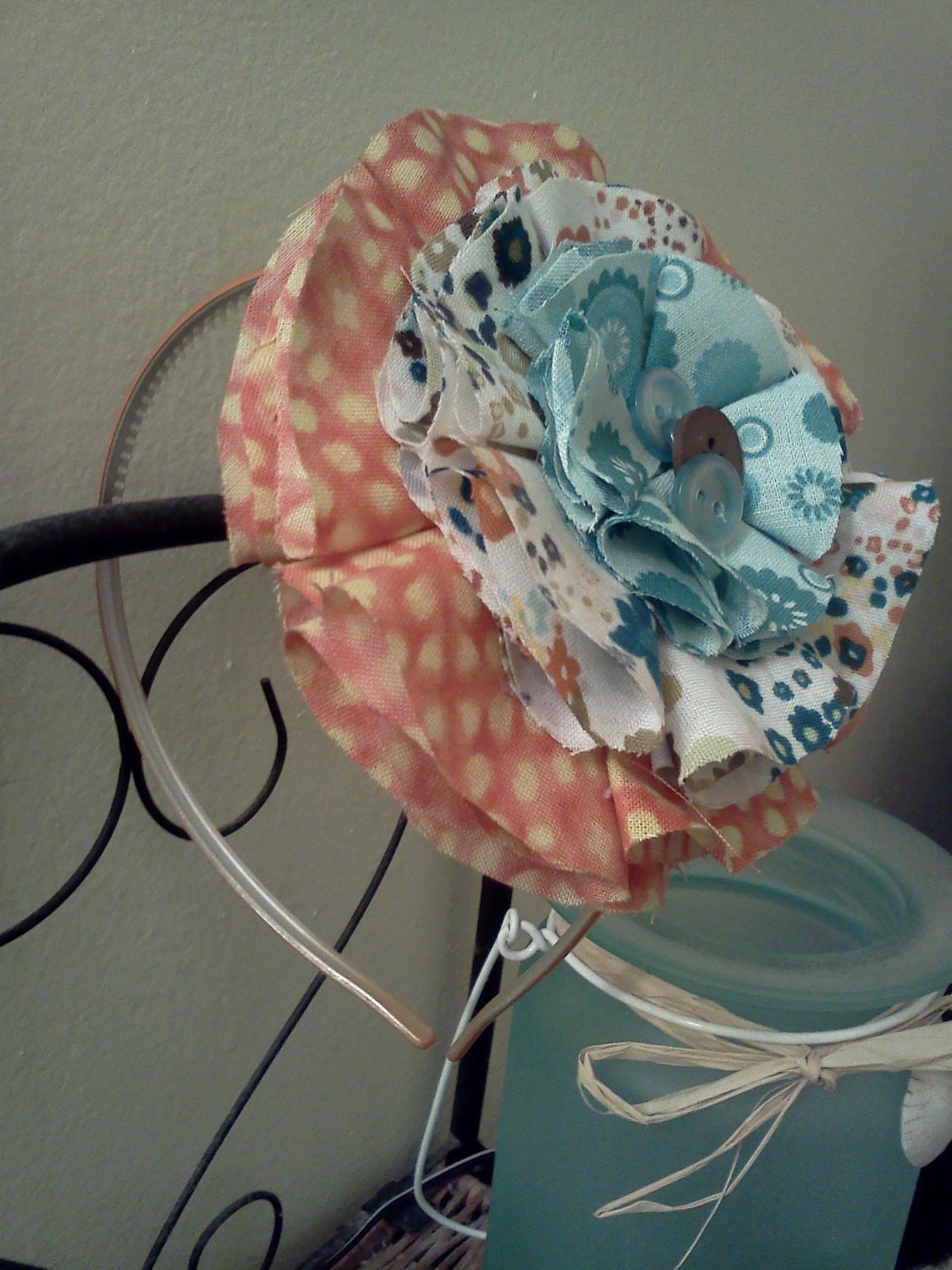 Mango And Turquoise Layered Headband