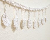 A Strand of Snowflakes - White Cotton & Silver Beaded Crochet Garland - 5 ft