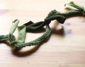 Leafy Garland - Green Yarn and Cotton Jersey - 5 1/2 ft