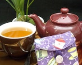 Tea Bag Travel Wallet - Colorful Teacups on Purple