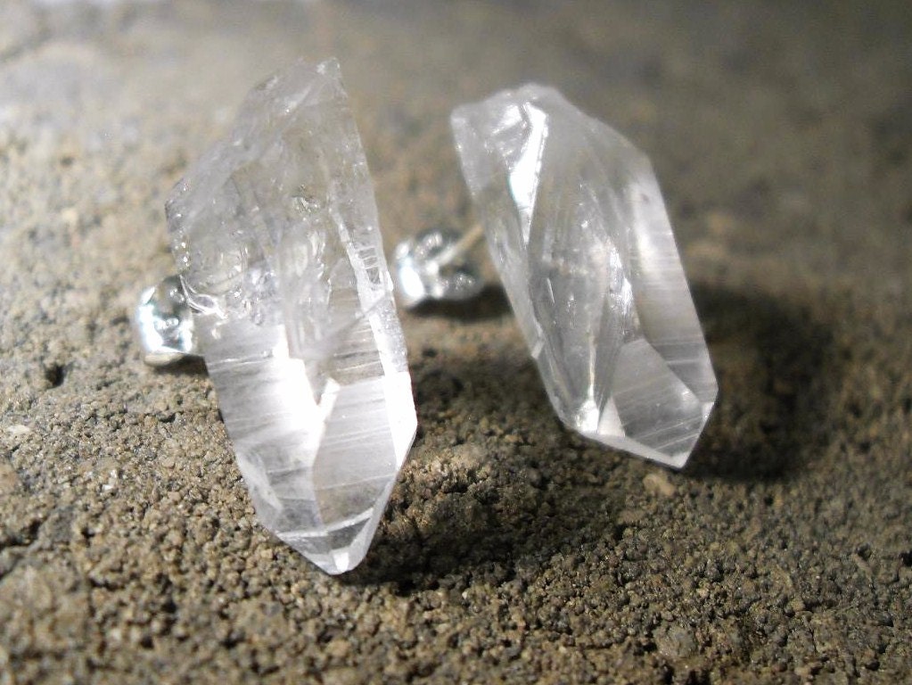 Raw Crystal Point Sterling Silver Stud Earrings
