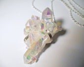 Crystal Aura Quartz Sterling Silver Custom Pendant- Your Choice of Aura Stone