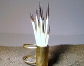 Statement Ring Porcupine Quill Brass Bullet Casing Ring