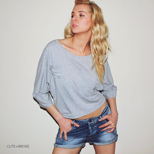 Womens oversized Sweatshirt - casual cotton grey S M L