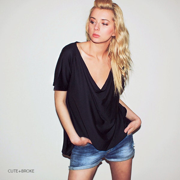 Black Cowl neck  tee shirt