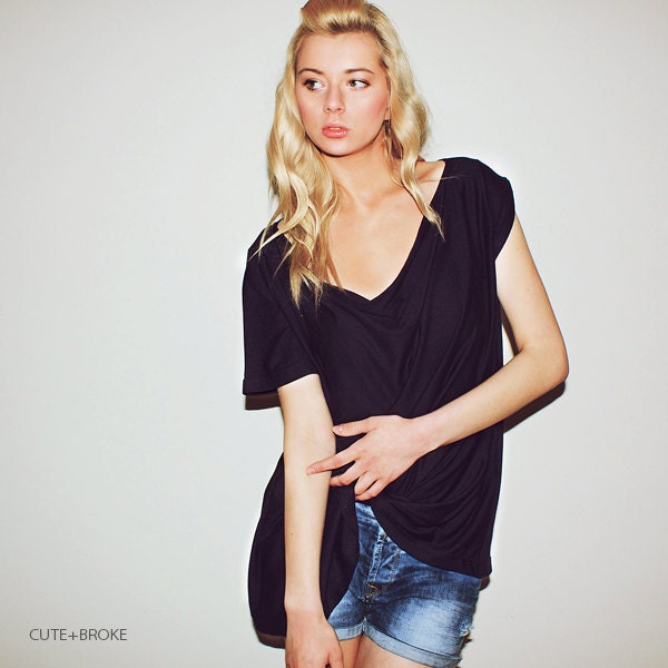 Black Cowl neck tee shirt