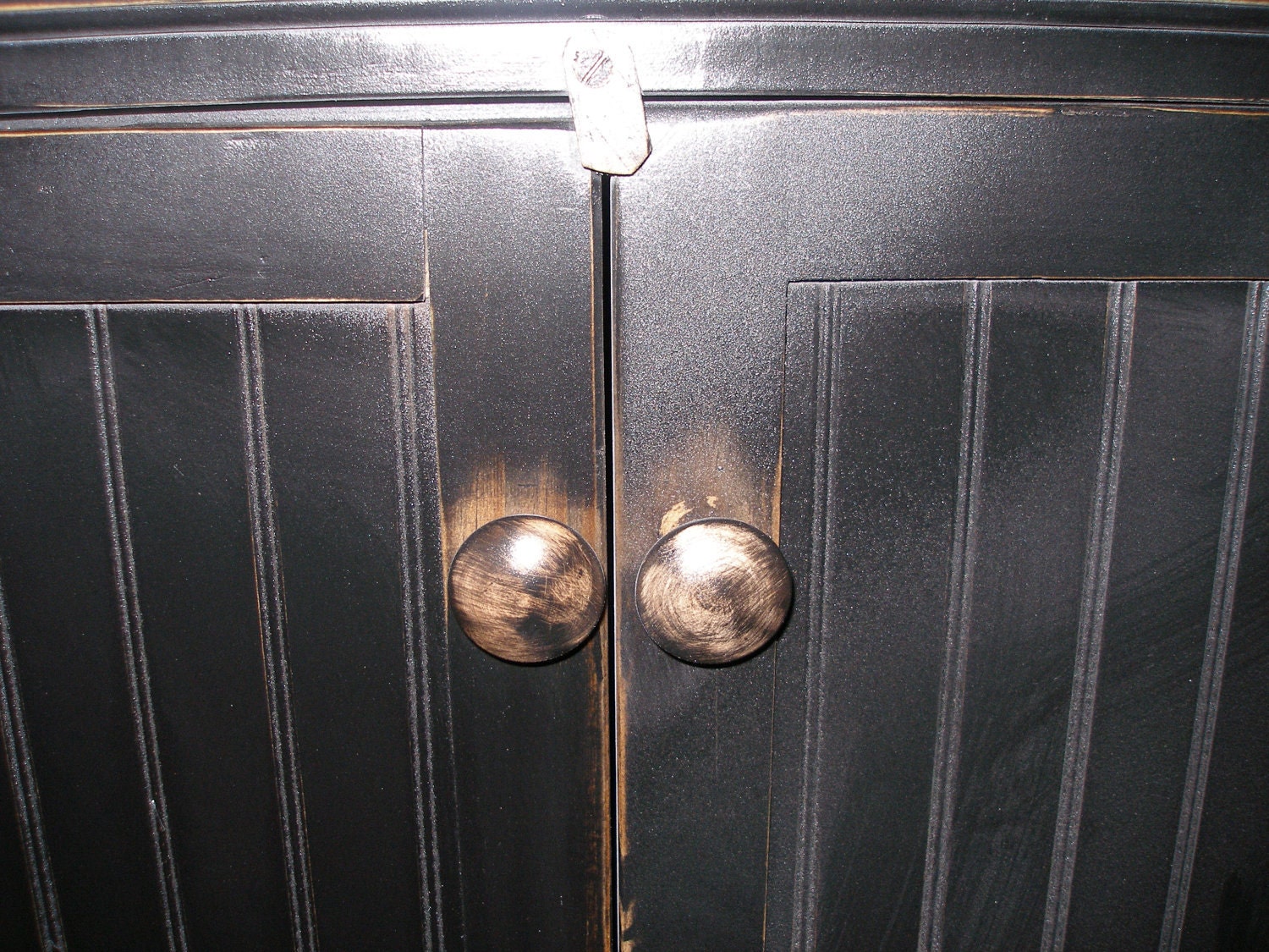 Bookcase cabinet, black distressed finish