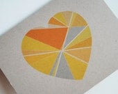 Eco-Friendly Modern Greeting Card - Pieces of My Heart Blank Card - Geometric I Love You Card in Citrus Yellow - Recycled