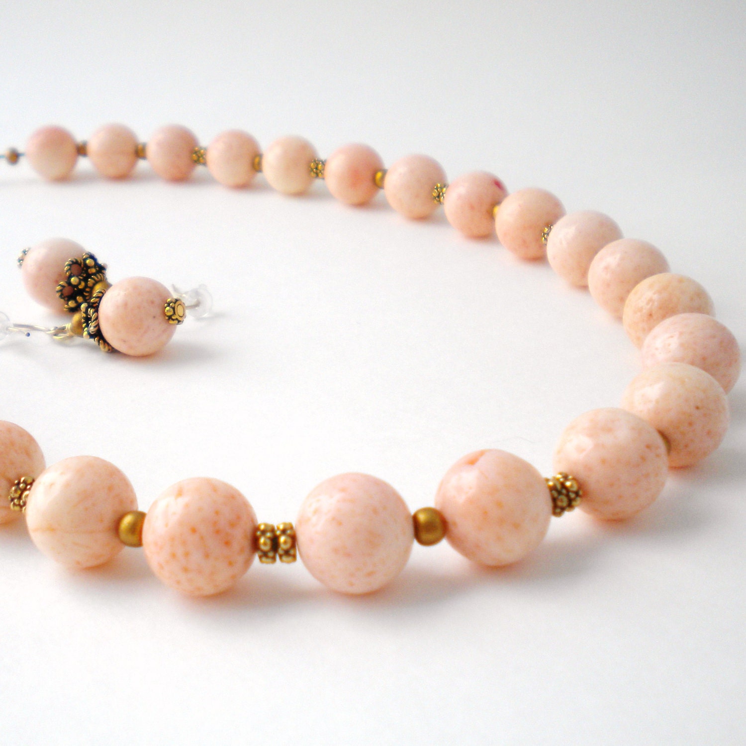 50 OFF SALE Pink Coral Gold Necklace