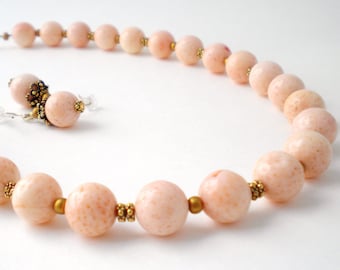50 OFF SALE Pink Coral Gold Necklace