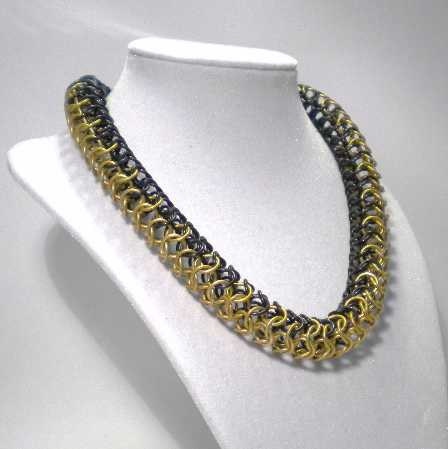 50 OFF SALE Choker Necklace Black and Gold Modern