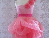 Prom Evening Party Bridesmaid Cocktail Dress Woman Clothing Holiday Fashion : CANDY Pink Lace Drape Dress Custom Size