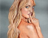 Shhh... Original Pastel Drawing. 9x12.