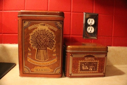 SALE  Just Reduced Vintage  Baking Canisters Golden Harvest 1970s