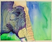 QUALITY PAPER, Quality Inks, Quality Print, "Kim's Elephant" signed & numbered Watercolor Print 8X10" guaranteed not to rumple or fade.
