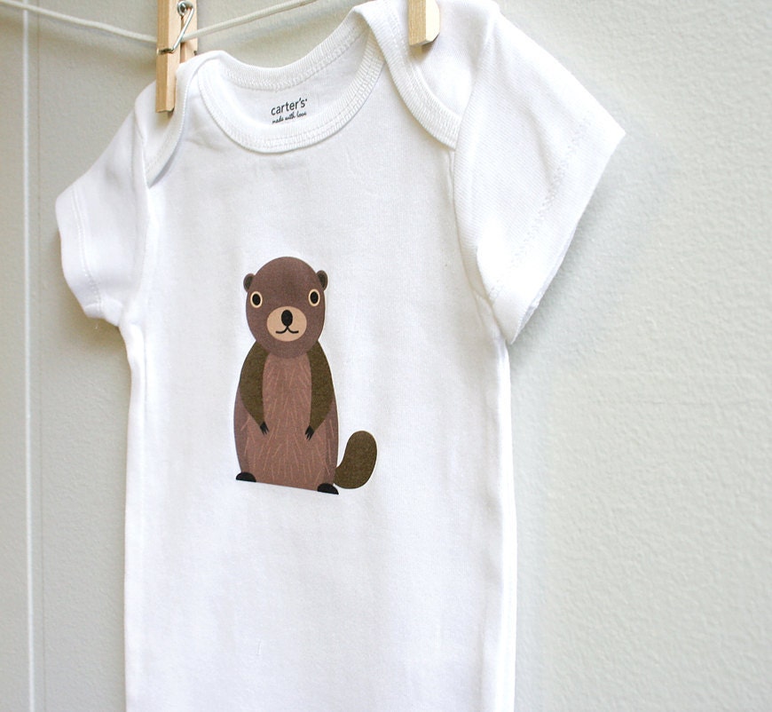 Baby clothing, groundhog baby onesie. Short or long sleeve. Your choice of size.