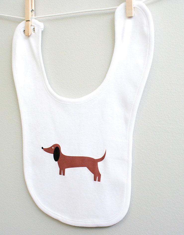 Baby bib, dachshund. Organic cotton. Super soft.